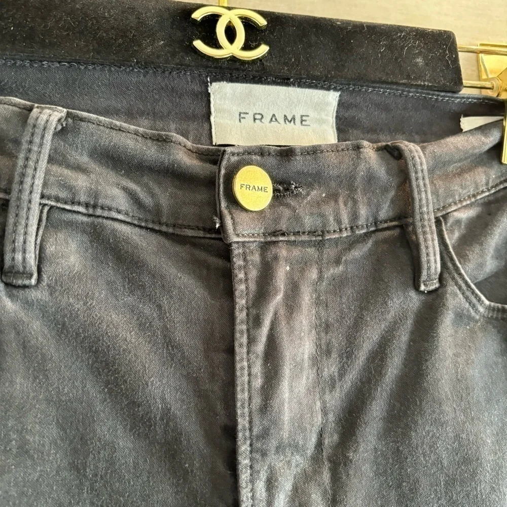 FRAME - Le High Skinny Coated Noir Coated Jeans